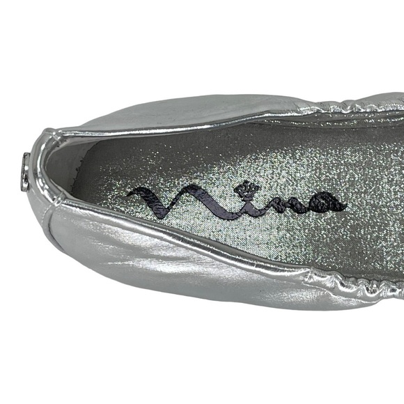 Nina Karla Silver Metallic Little Girl’s Ballet Flats Size 1M - Picture 8 of 11